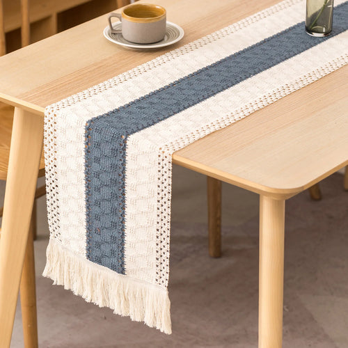 Chemin de table coton lin brodé style champêtre - vue 6 sur 7