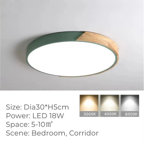 plafonnier chinois Ultra-mince rond en Grain de bois - vue 12 sur 16