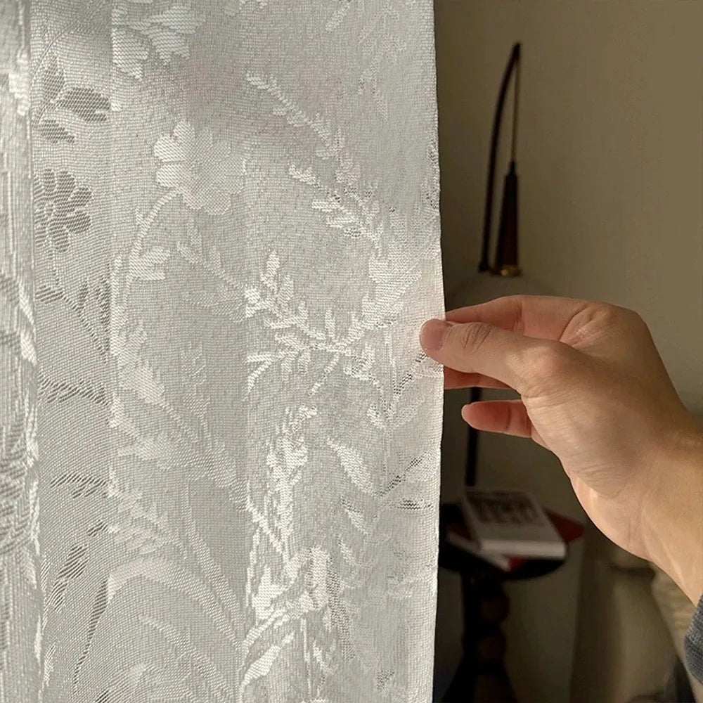 Voilage dentelle élégant floral pour salon chambre moderne - vue 7 sur 8