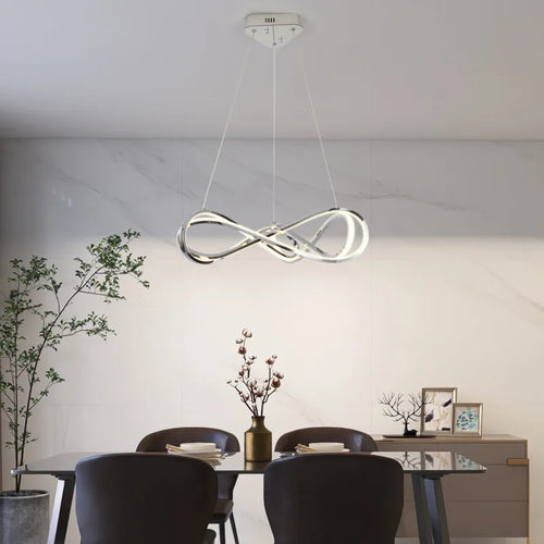 lustre led moderne avec télécommande design élégant et courbé - vue 4 sur 12