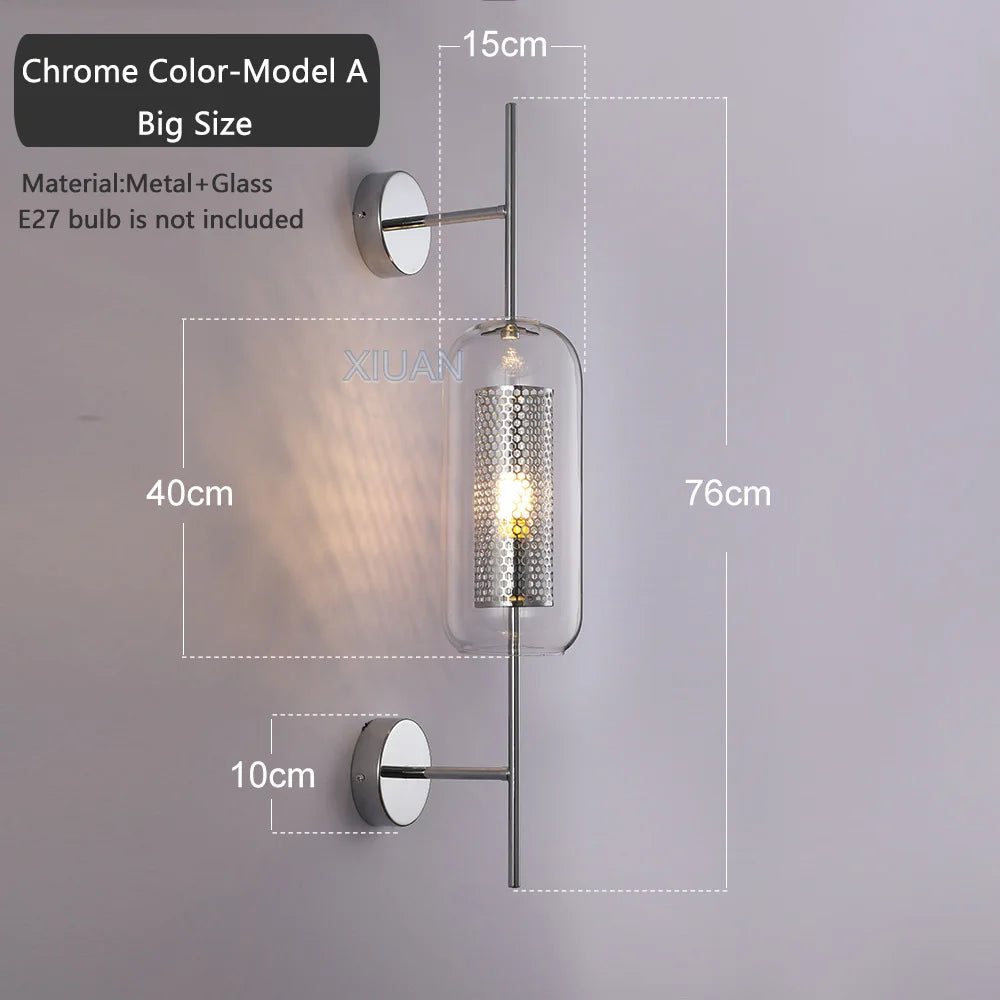 American Industrial Wall Lamps Clear Glass Wall Light Iron Metal Cage Living Room Decorative Wall Light Hallway Entrance Aisle - vue 8 sur 14