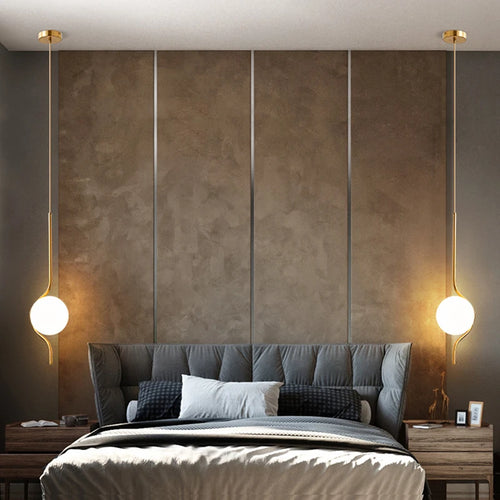 suspension en verre laiteux led créatives art déco - vue 3 sur 8