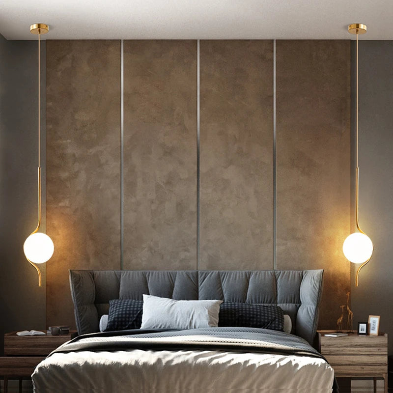 suspension en verre laiteux led créatives art déco - vue 3 sur 8