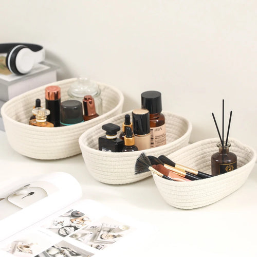 paniers de rangement en corde de coton nordique pour organisation - vue 3 sur 8