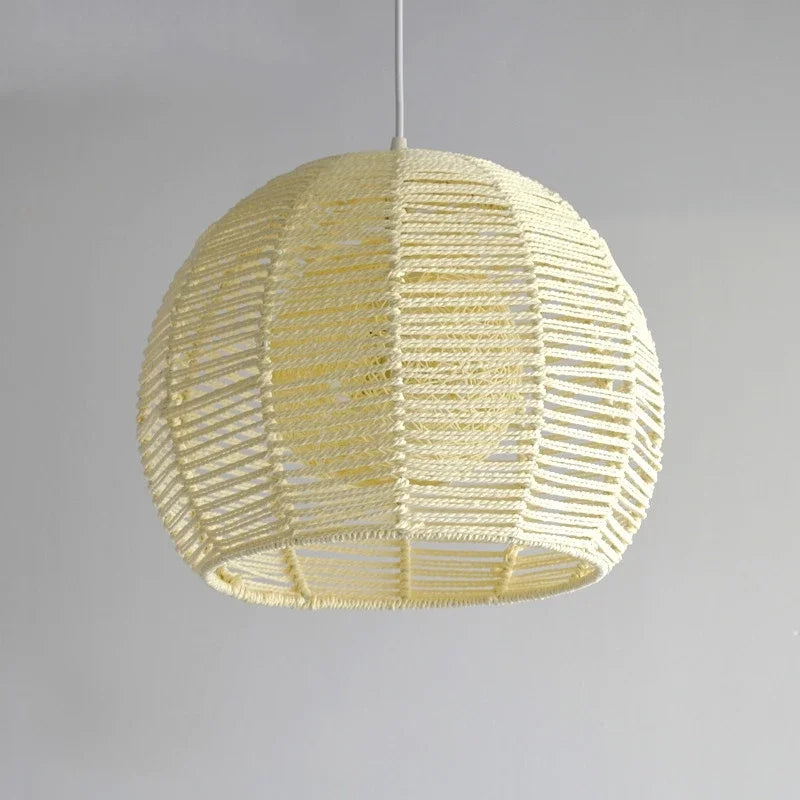 luminaire led nordique moderne en fer et corde de chanvre - vue 3 sur 14