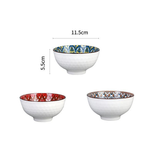 Ensemble bols ceramique motif floral boheme cuisine - vue 8 sur 7