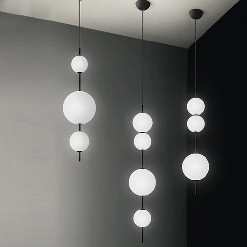 Modern minimalist restaurant chandelier, living room decoration Nordic white glass kitchen island, bedroom lighting chandelier - vue 7 sur 9