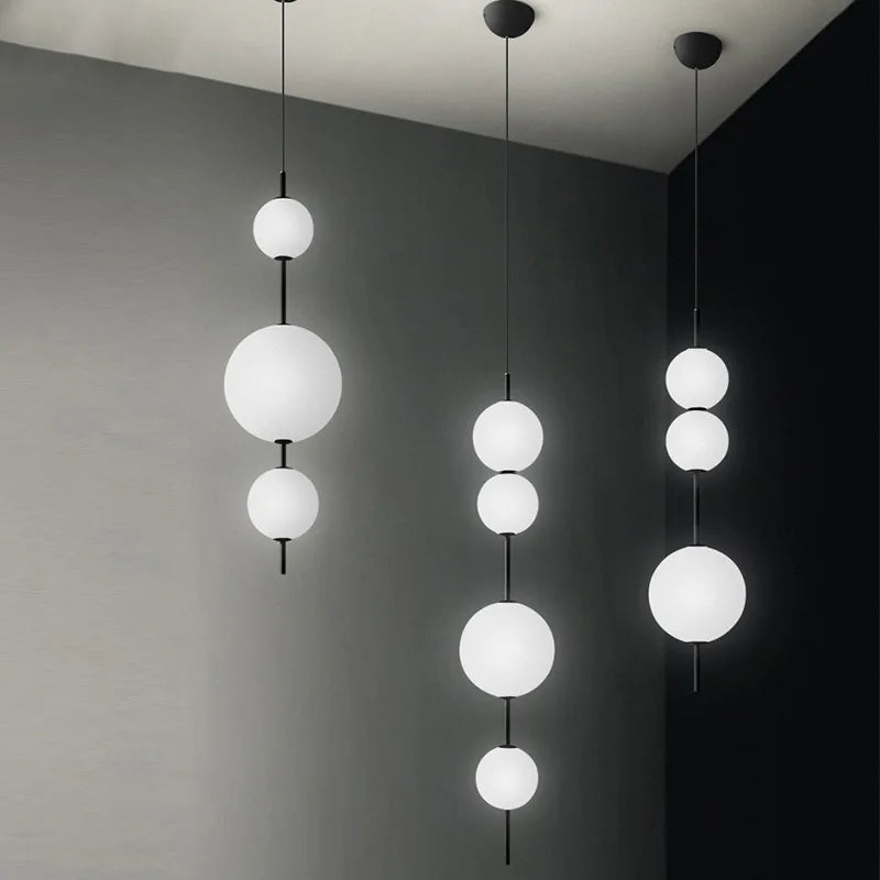 Modern minimalist restaurant chandelier, living room decoration Nordic white glass kitchen island, bedroom lighting chandelier - vue 6 sur 9