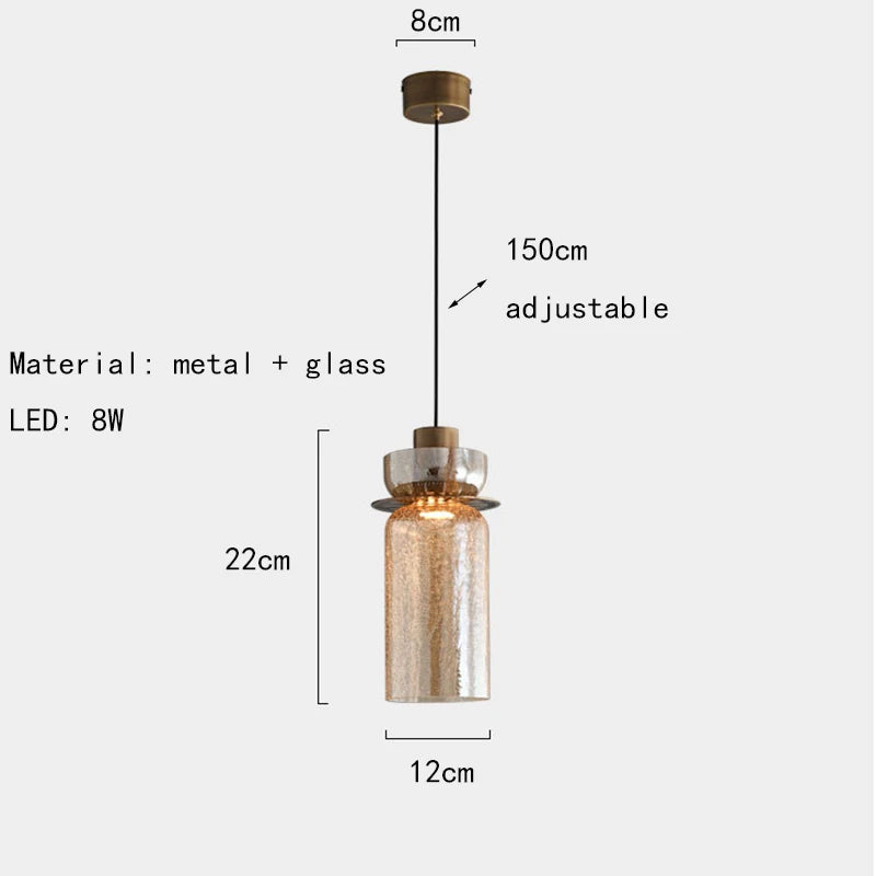suspension en verre craquelé avec led et cordon réglable - vue 11 sur 12