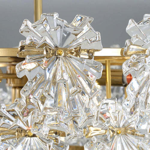 lustre moderne en cristal avec fleurs luminaire suspendu - vue 4 sur 9