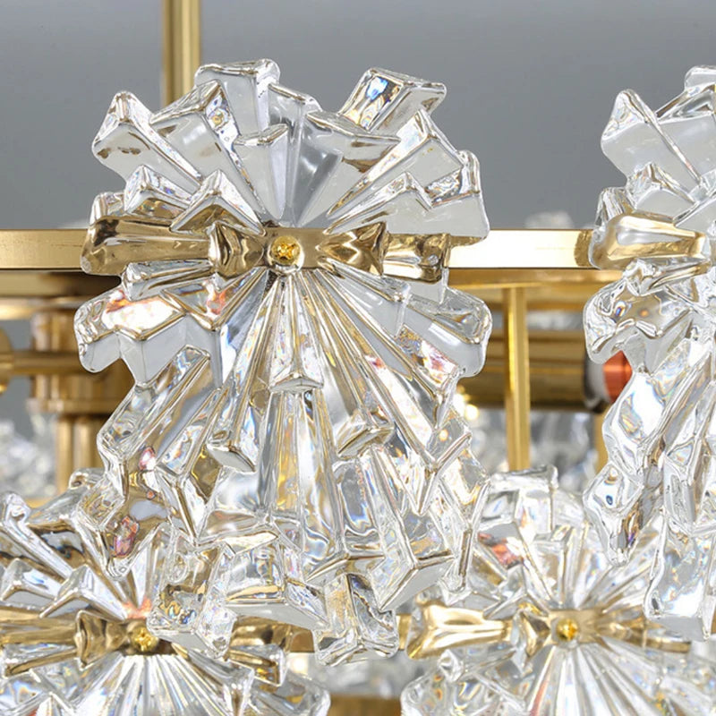 lustre moderne en cristal avec fleurs luminaire suspendu - vue 3 sur 9