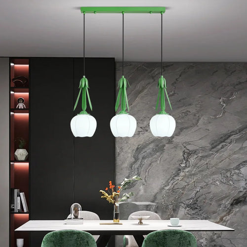 lustre art déco en verre avec abat-jour floral suspendu - vue 3 sur 11