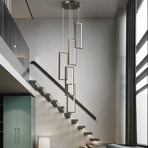 lustre moderne en cuivre avec éclairage LED design élégant - vue 2 sur 24