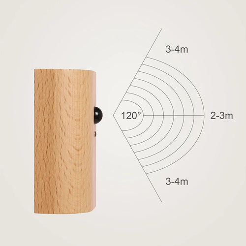 LED capteur de mouvement en bois Induction veilleuses sans fil USB Rechargeable applique murale chambre cuisine couloir escaliers éclairage - vue 3 sur 8