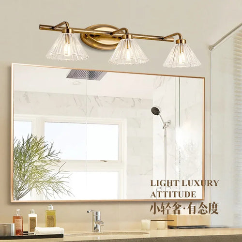 Vintage applique murale LED lumière Bronze clair abat-jour applique salle de bain lampe 2 têtes 4 têtes pour miroir couvercle en verre lumière intérieure - vue 2 sur 8