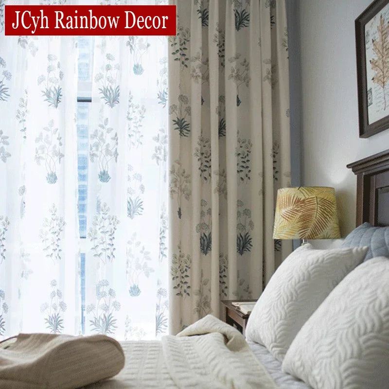 Rideau moderne motif feuilles pour salon chambre - vue 3 sur 7