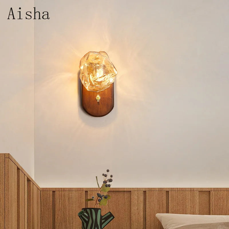 applique murale japonaise en bois minimaliste design glaçons - vue 2 sur 8