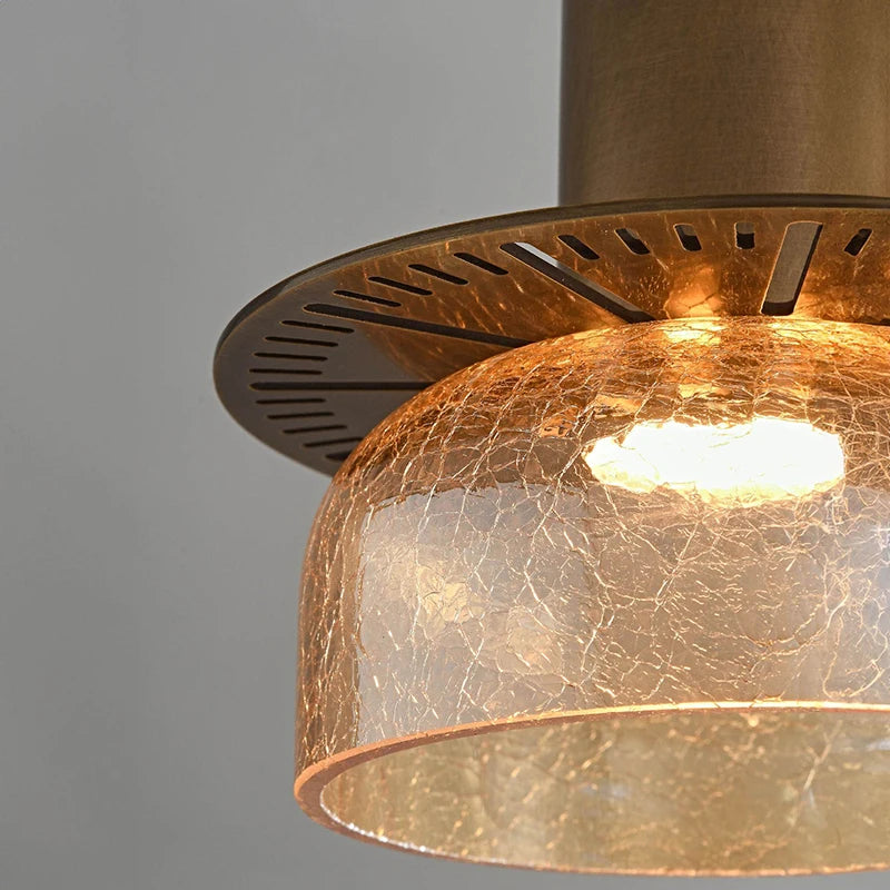 suspension en verre craquelé avec led et cordon réglable - vue 6 sur 12