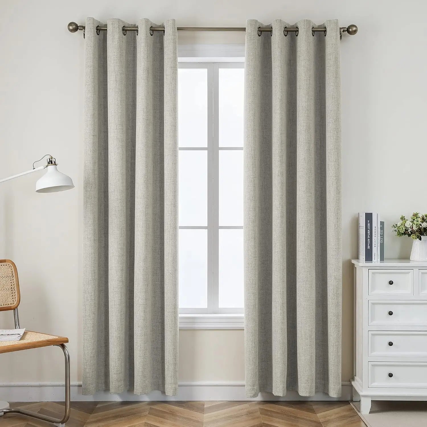 Rideau occultant faux lin extra long sur mesure - vue 2 sur 9