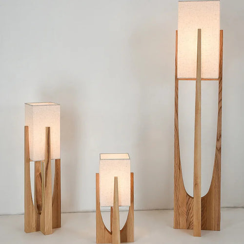 Lampadaire en bois chinois salon chambre canapé chevet lampe de Table verticale nordique en bois massif Led lampe sur pied décor de pièce - vue 5 sur 12