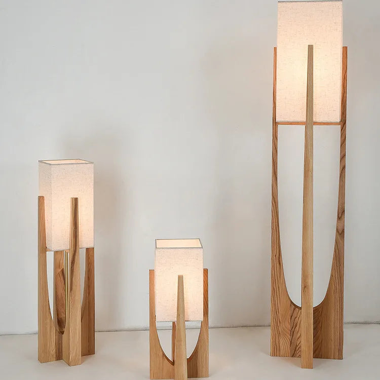 Lampadaire en bois chinois salon chambre canapé chevet lampe de Table verticale nordique en bois massif Led lampe sur pied décor de pièce - vue 4 sur 12