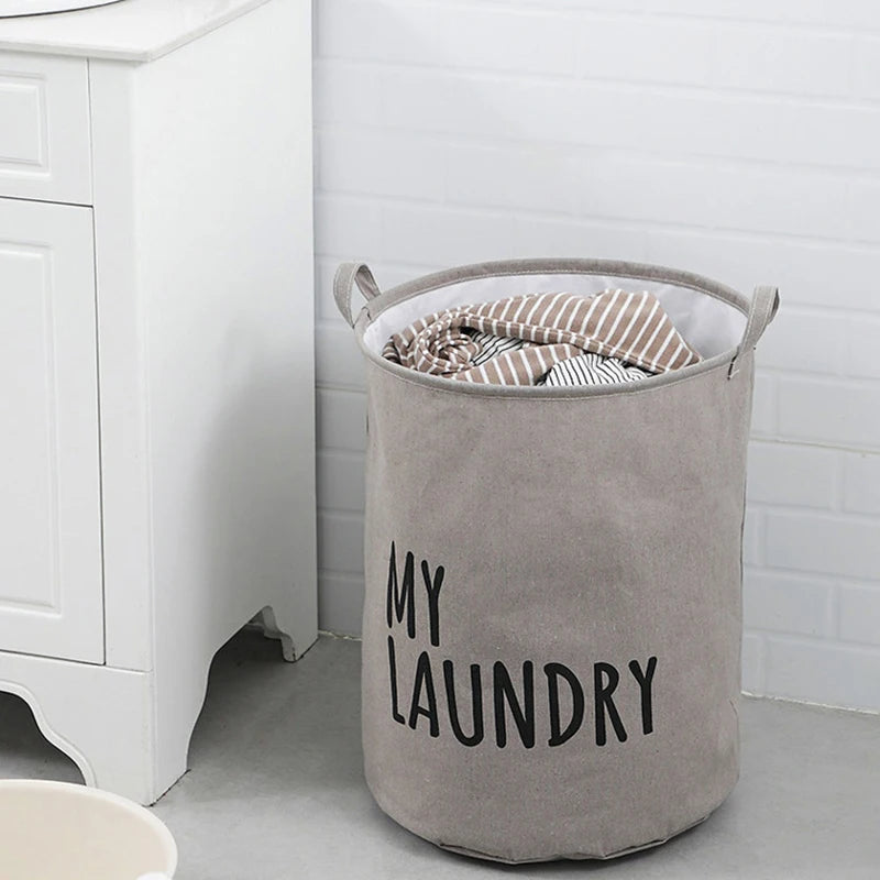 panier à linge pliable en lin et coton imperméable grande capacité - vue 2 sur 8
