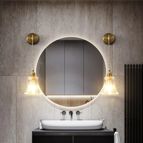 applique murale nordique en laiton avec miroir de cristal - vue 3 sur 13