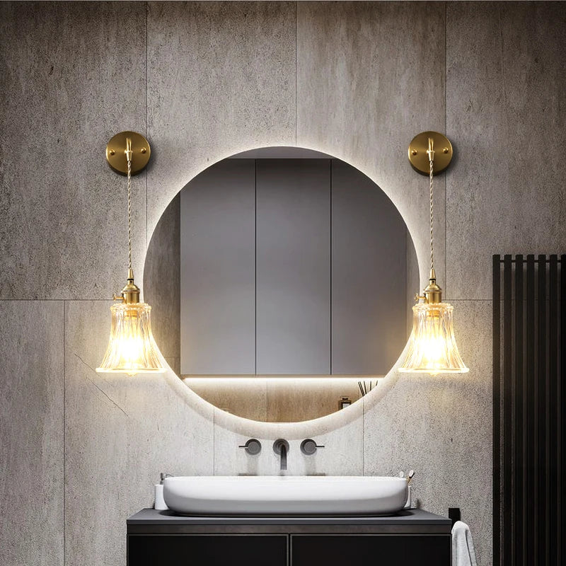 applique murale nordique en laiton avec miroir de cristal - vue 3 sur 13