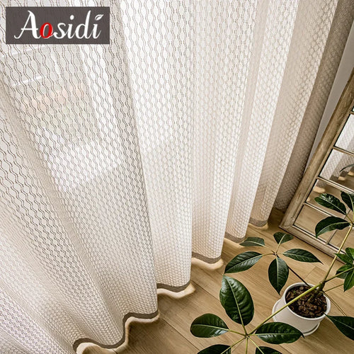 Voilage tulle moderne rayé pour salon chambre fenetre - vue 4 sur 9