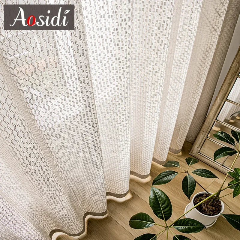 Voilage tulle moderne rayé pour salon chambre fenetre - vue 3 sur 9