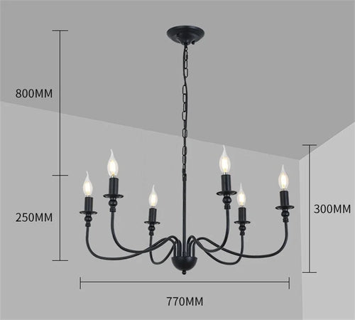 lustre en fer noir avec éclairage led pour intérieur moderne - vue 3 sur 6