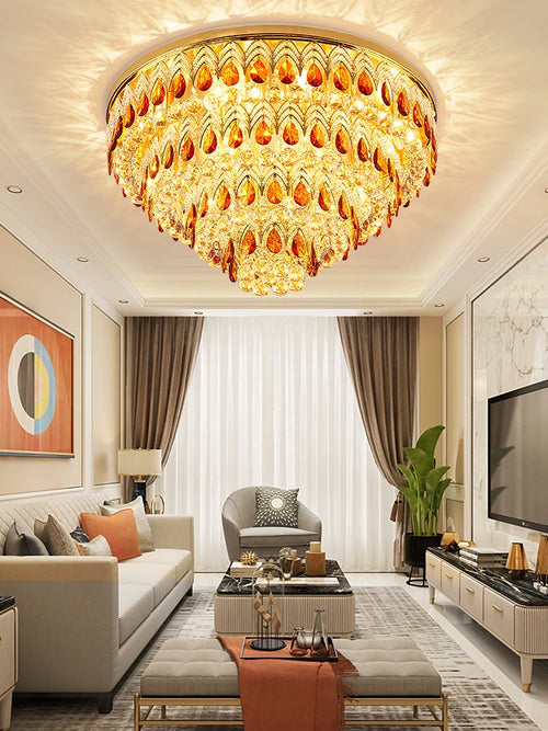 lustre dimmable en cristal design pour intérieur moderne - vue 6 sur 13