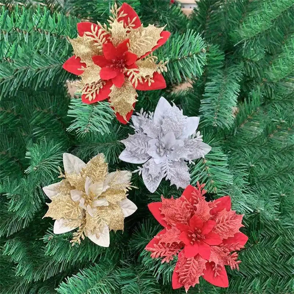 décoration suspendue fleur pailletée pour arbre de noël - vue 3 sur 34