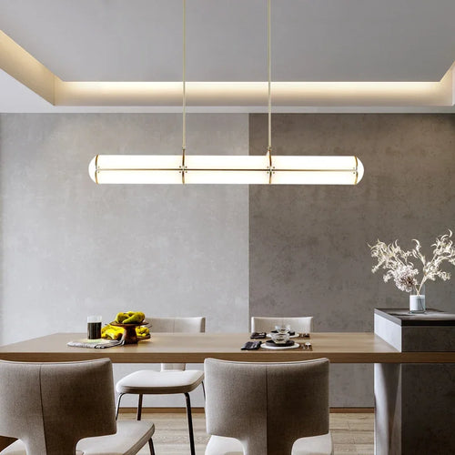 lustre rétro minimaliste design italien avec lampes suspendues acrylique - vue 3 sur 10