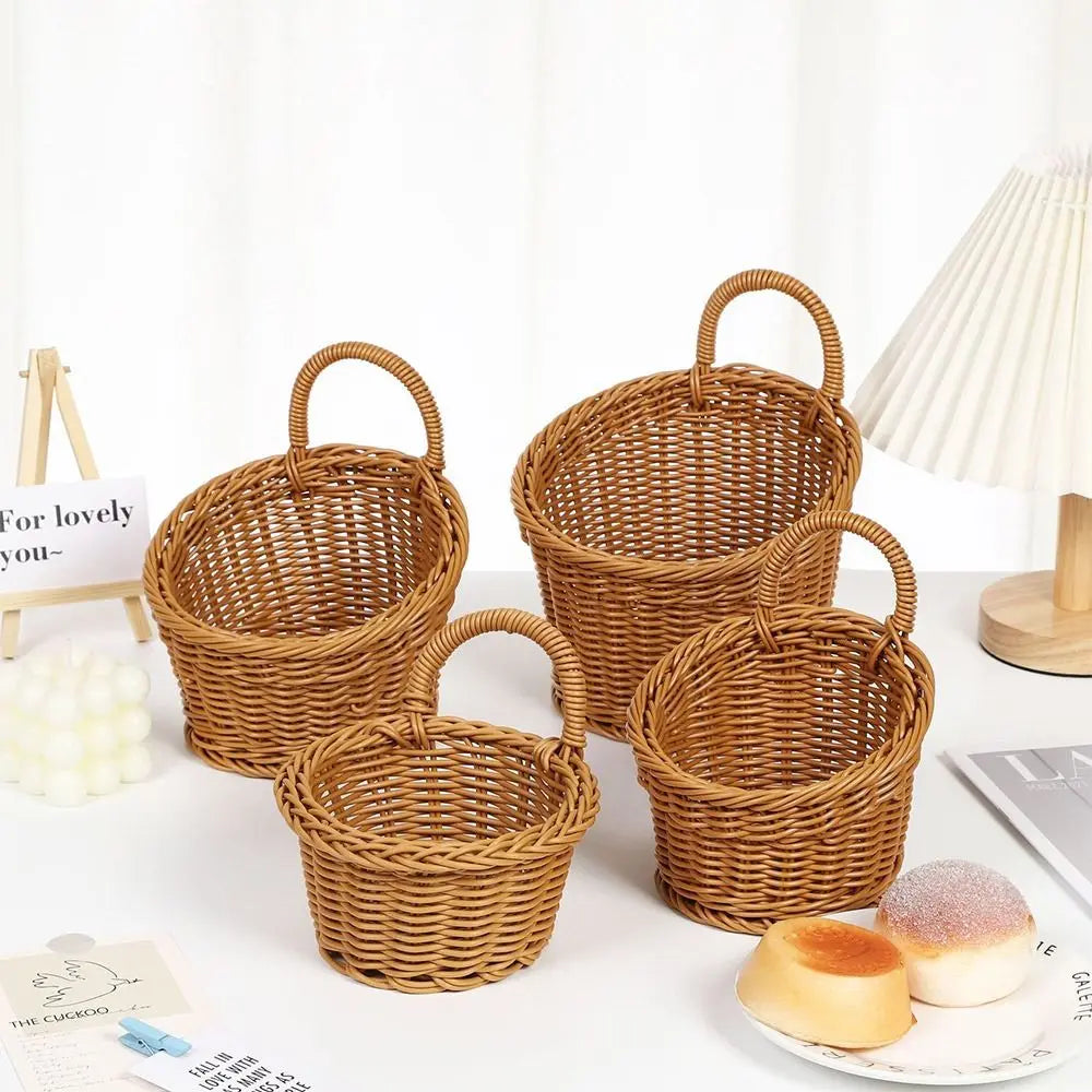panier de rangement en rotin tissé à la main pour fruits légumes et fleurs - vue 10 sur 14