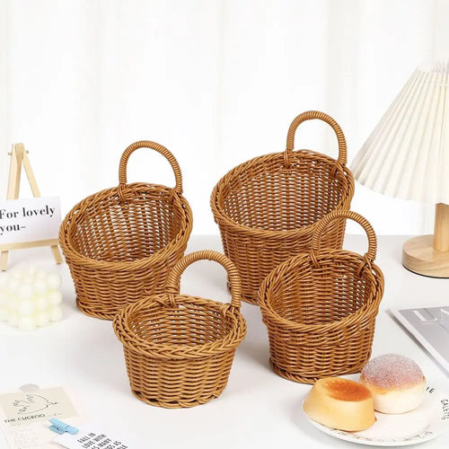 panier de rangement en rotin tissé à la main pour fruits légumes et fleurs - vue 11 sur 14