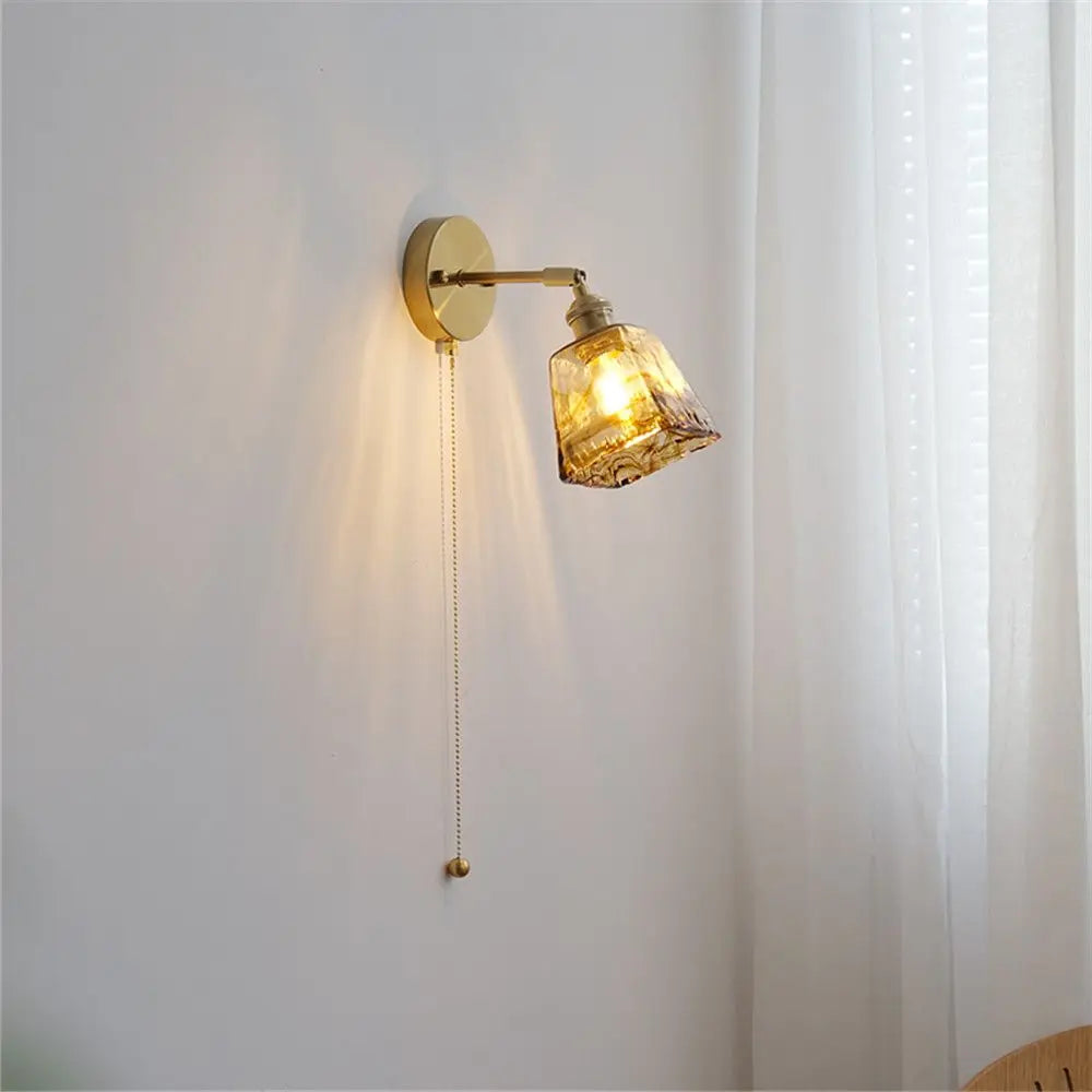 applique murale rotative rétro en verre cuivré avec interrupteur - vue 1 sur 8