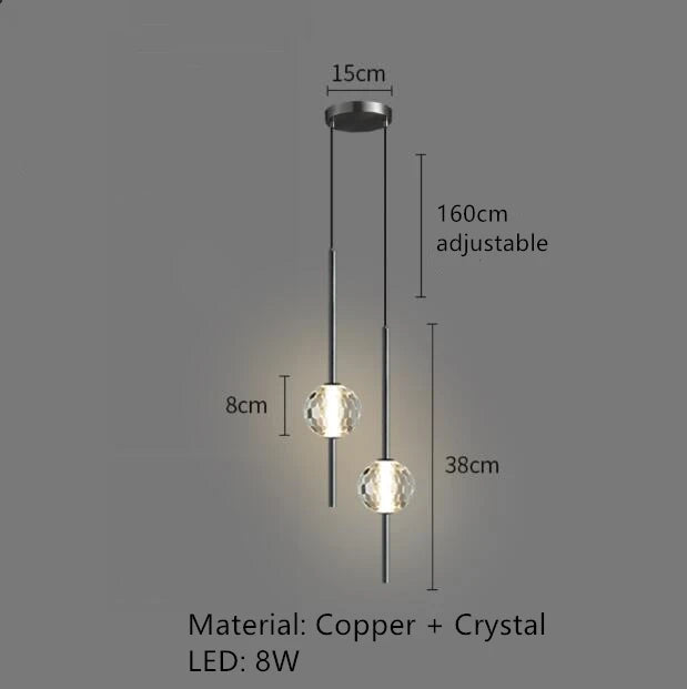suspension LED en laiton design moderne avec cordon réglable - vue 10 sur 17