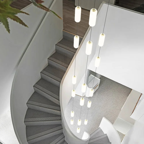 lustre led nordique pour escalier duplex penthouse villa - vue 4 sur 21