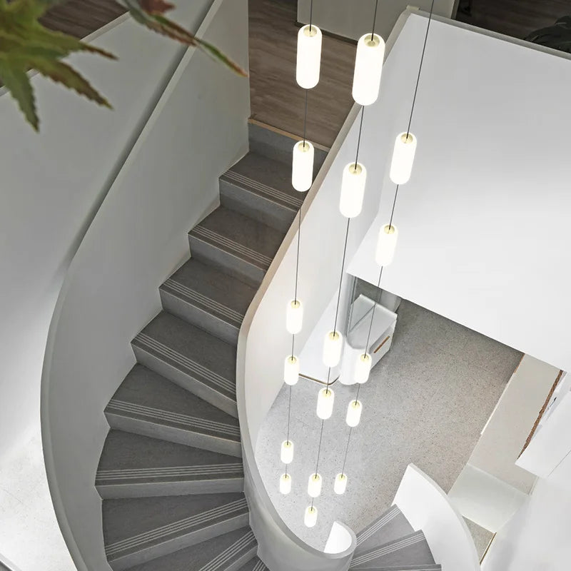 lustre led nordique pour escalier duplex penthouse villa - vue 3 sur 21