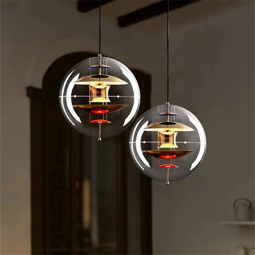 suspension boule chrome acrylique esthétique bar cafe - vue 5 sur 9
