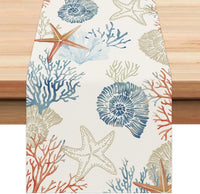 Chemin de table lin motif ocean style nautique