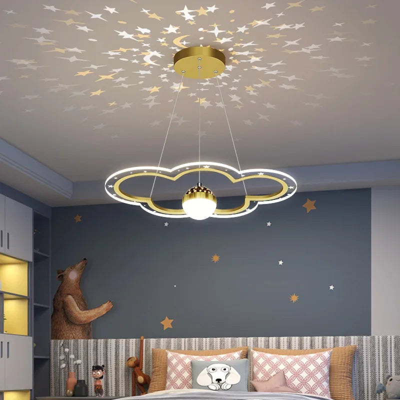 lustre led moderne nuage fleur éclairage ciel étoilé intérieur - vue 4 sur 18