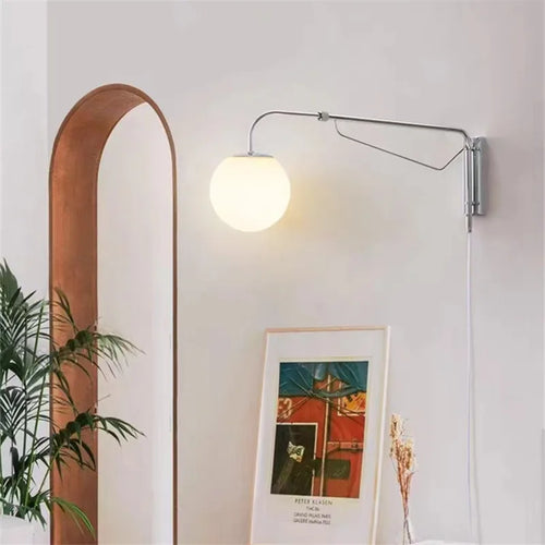applique murale led avec bras à bascule en verre pour lecture - vue 4 sur 7