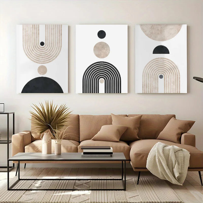 encadré abstrait géométrique rond pour décoration murale moderne - vue 2 sur 9