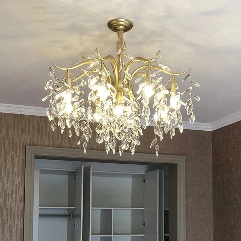 lustre nordique led en cristal de luxe décoration - vue 3 sur 14