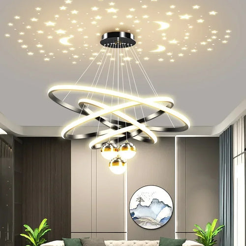 lustre led moderne ciel étoilé pour décoration intérieure - vue 3 sur 14