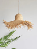 Suspension japonais vintage tissé à la main en forme de chapeau de paille