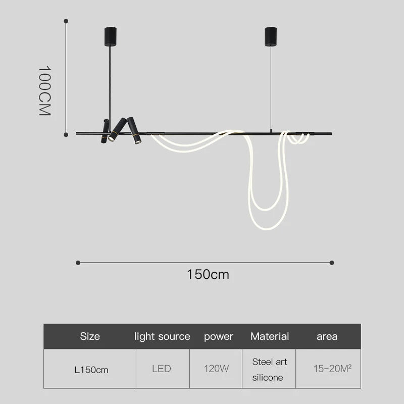 suspension led moderne pour intérieur long et simple - vue 6 sur 8