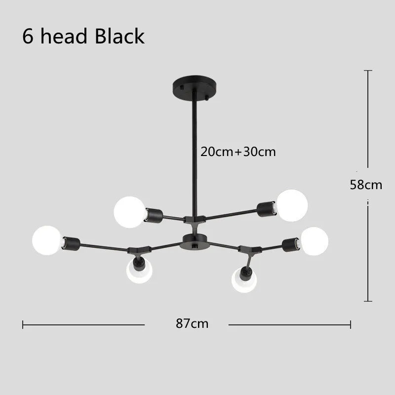 lustre moderne spoutnik satellite lampe suspendue 3 6 9 branches - vue 12 sur 12